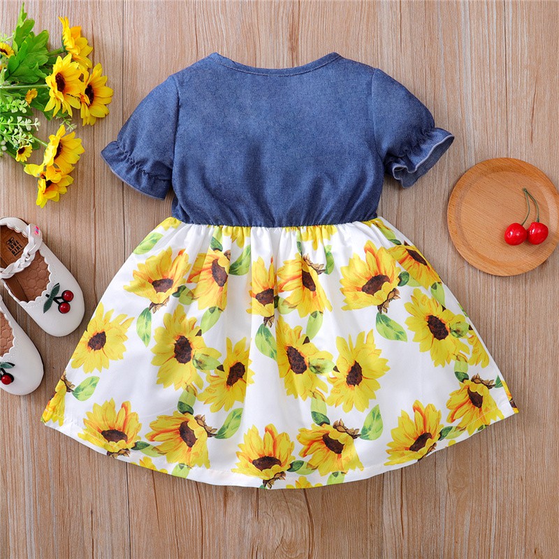 Mikrdoo Họa Tay Ngắn Tiết Hoa Đầm Cho Bé Gái Sơ Sinh