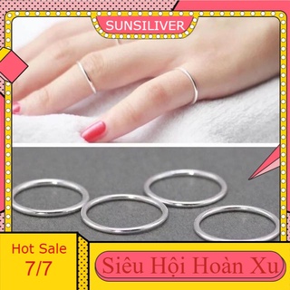 Nhẫn bạc tròn trơn basic đơn giản, trẻ trung, cá tính - Nhẫn trơn mảnh basic bạc - SunshineSiliver