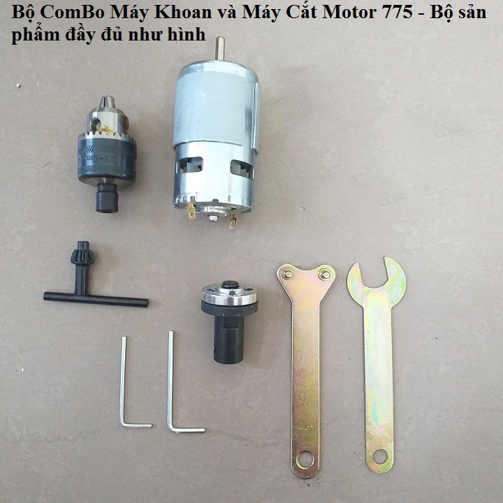 máy cắt tự chế motor 775 150w - máy khoan cầm tay motor 775 đầy đủ phụ kiện