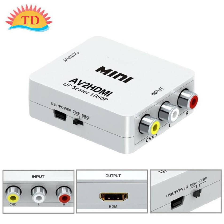 Hộp chuyển Mini AV ra HDMI, AV to HDMI, AV sang HDMI-FullHD 1080p/ 720.