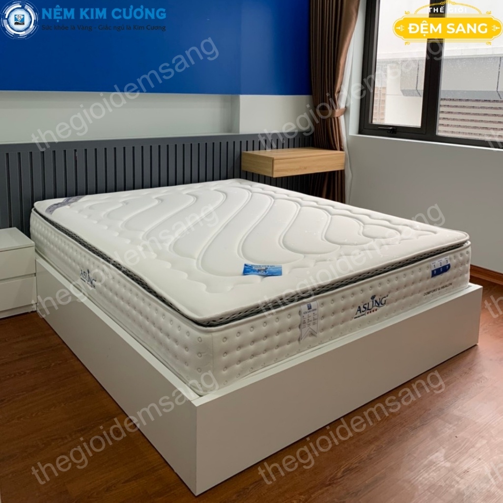 Nệm lò xo túi độc lập ASLING 4 sao chính hãng đệm KIM CƯƠNG cao cấp chuẩn khách sạn giá rẻ bảo hành 8 năm LX104