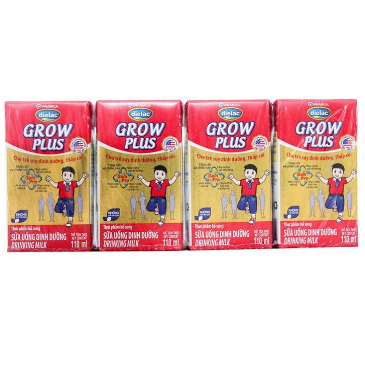 Lốc 4 Hộp Sữa bột pha sẵn Dielac Grow Plus Vinamilk 110ml
