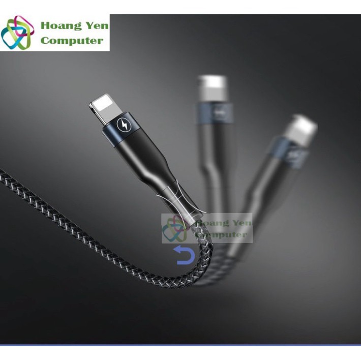 [MẪU MỚI] Cáp Sạc Remax 3 Đầu IPHONE - MICRO USB - TYPE C Dây Dù RC-070TH
