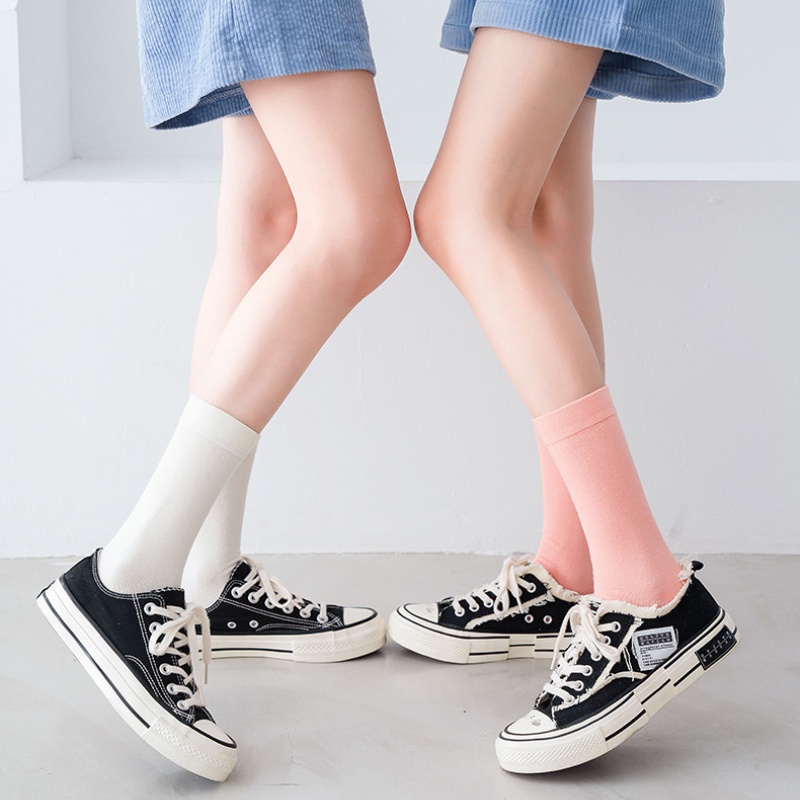 Đôi tất FHYL bằng cotton nhiều màu sắc trơn tùy chọn khử mùi thời trang mùa hè mới cho nữ