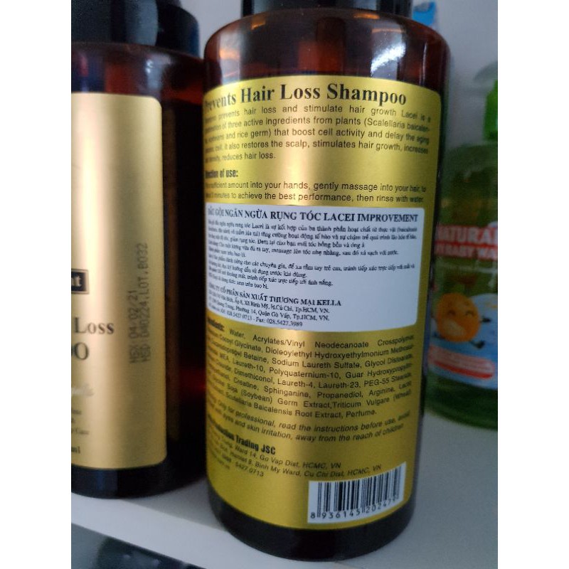 (date 02/2024)DẦU GỘI CHỐNG RỤNG &amp; KÍCH THÍCH MỌC TÓC LACEI PREVENTS HAIR LOSS 500ml