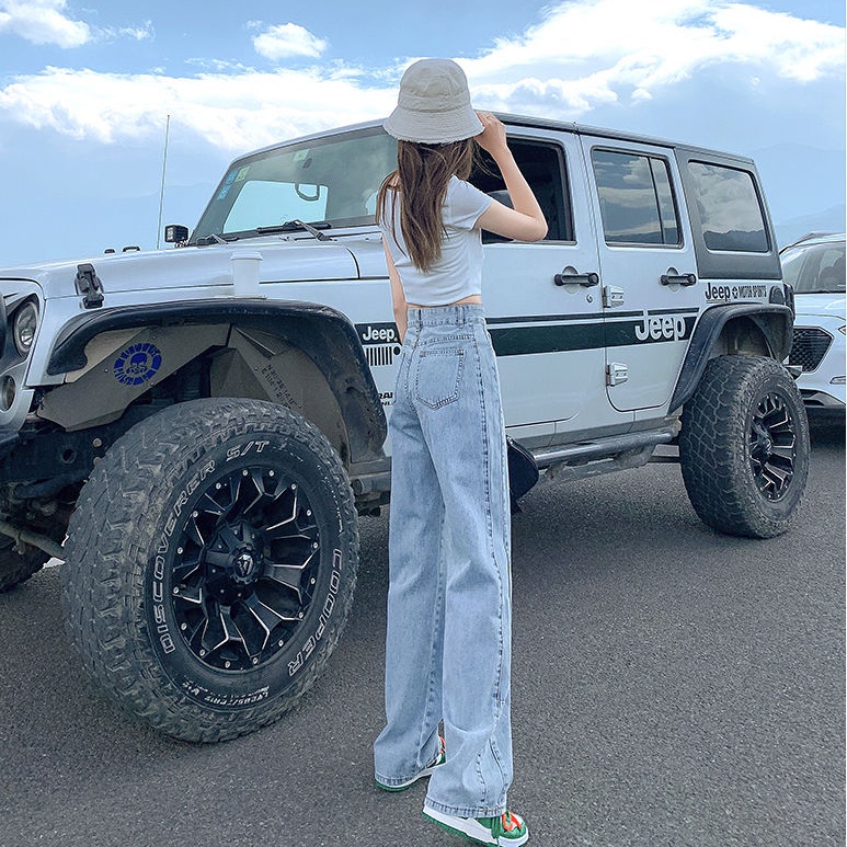 Quần Jeans Nữ Lưng Cao Ống Rộng Thời Trang Hàn Quốc