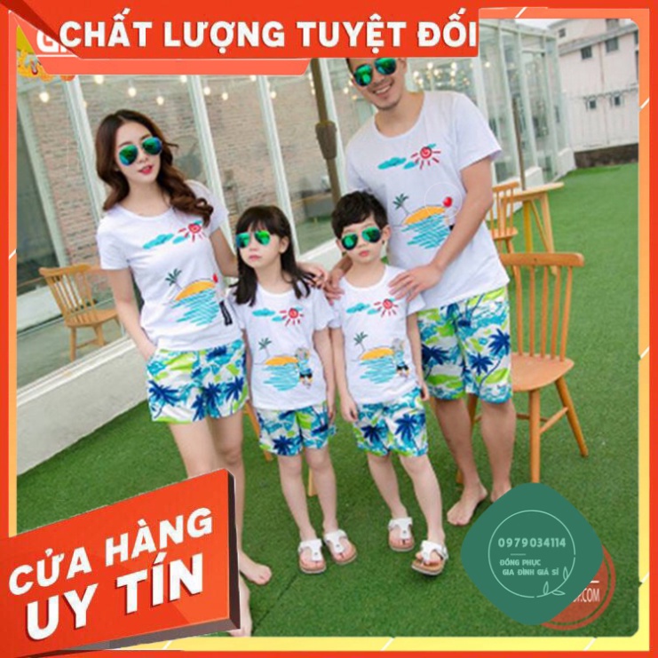 Đồng phục gia đình đi biển 3/4/5 người nguyên bộ áo và quần đủ size nam nữ trẻ em DDB02 Áo thun giá sỉ