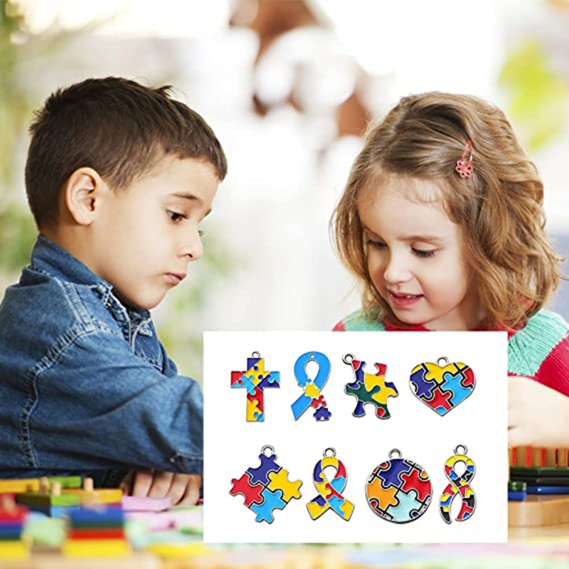 Set 8 Mặt Dây Chuyền Hợp Kim Màu Trắng Tương Phản Charms