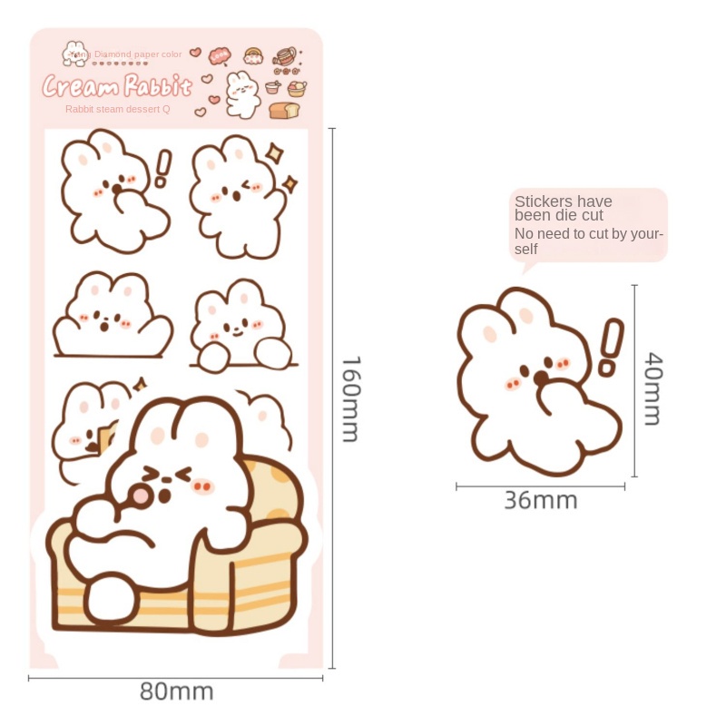 Set 10 miếng dán PET họa tiết gấu / thỏ xinh xắn chống nước trang trí điện thoại