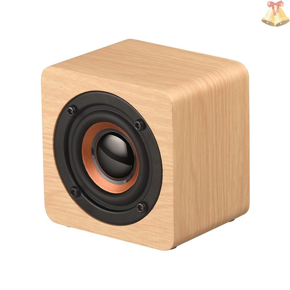 ONE Q1 Mini Wooden Bluetooth Speaker Portable Wireless Subwoofer Strong Bass Powerful Sound Box Music Magic Cube for Smartphone Tablet Laptop