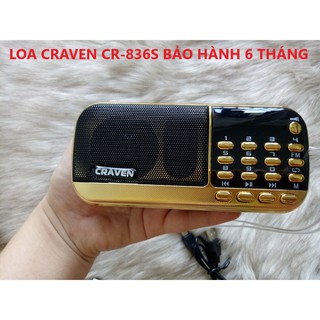 Loa, Đài Craven CR -836S, Nghe thẻ nhớ/ USB/FM/ Đèn pin/ Máy nghe pháp/ học tiếng anh/ Bảo hành 6 tháng