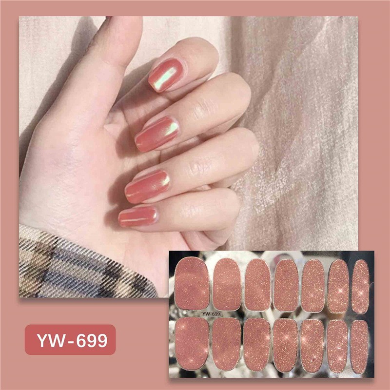 Bộ 14 Miếng Dán Móng Tay Giả Lấp Lánh Toàn Diện R15 YW693-708
