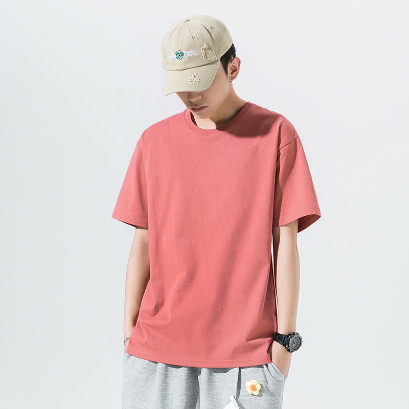 Áo Thun Tay Ngắn Cổ Tròn Màu Sắc Đơn Giản Chất Liệu Cotton Cao Cấp Thời Trang Cho Nam