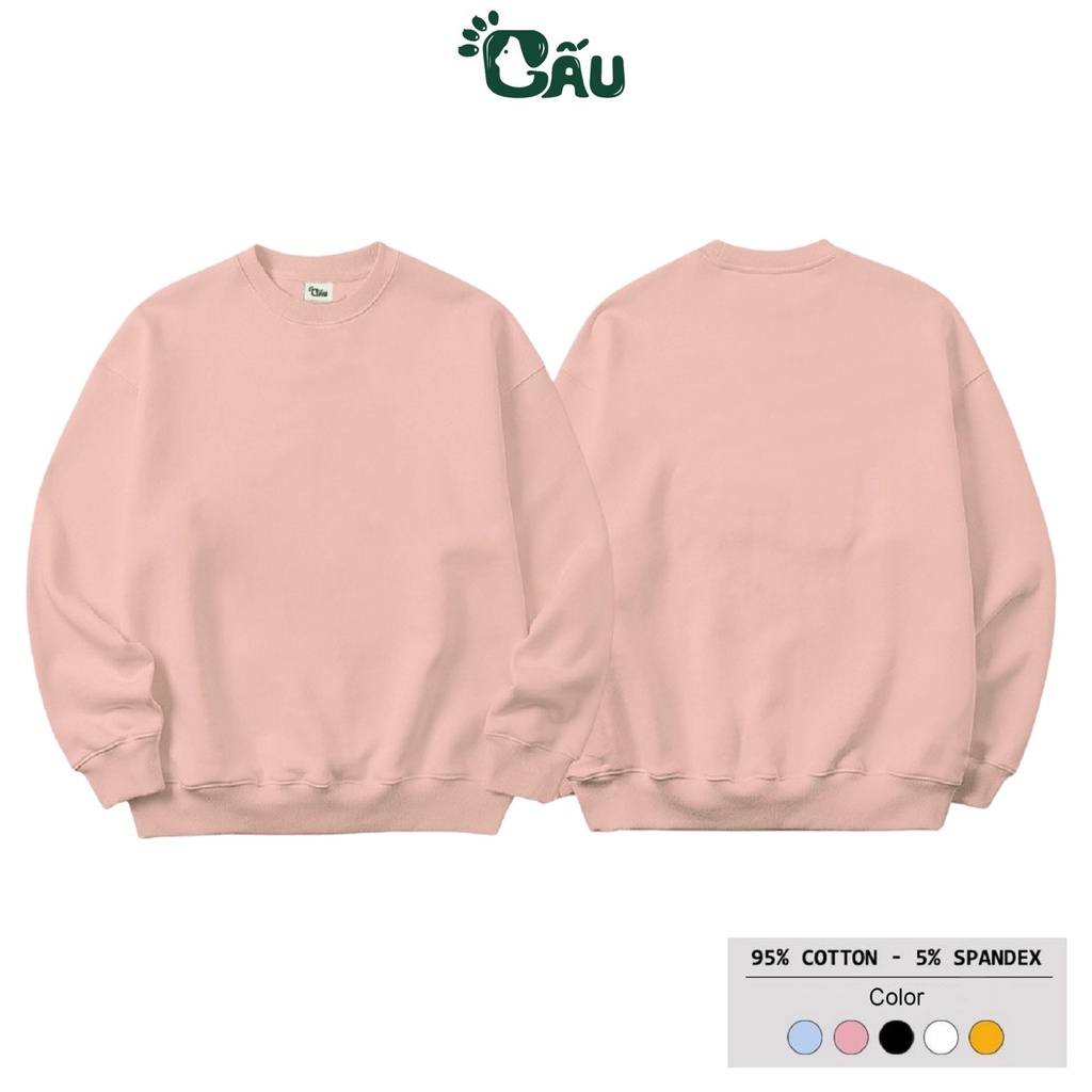 Áo sweater GẤU 194 vải nỉ thu đông co dãn, dày dặn mềm mịn form rộng phong cách Unisex full màu - Trơn SW
