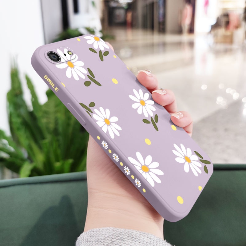 Ốp Điện Thoại Silicone Dẻo In Hình Hoa Cúc Cho IPhone 8 7 Plus SE 2020 6 6S Plus