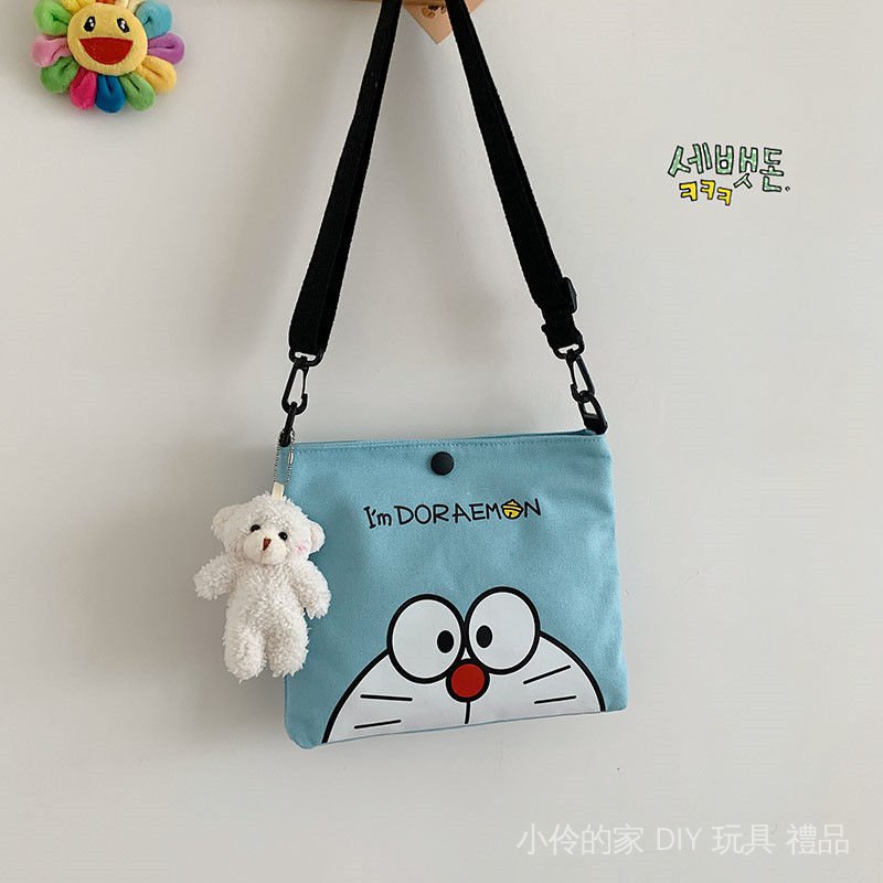 Túi Đeo Vai Vải Canvas In Hình Doraemon Dễ Thương Thời Trang 2022 Cho Bạn Gái