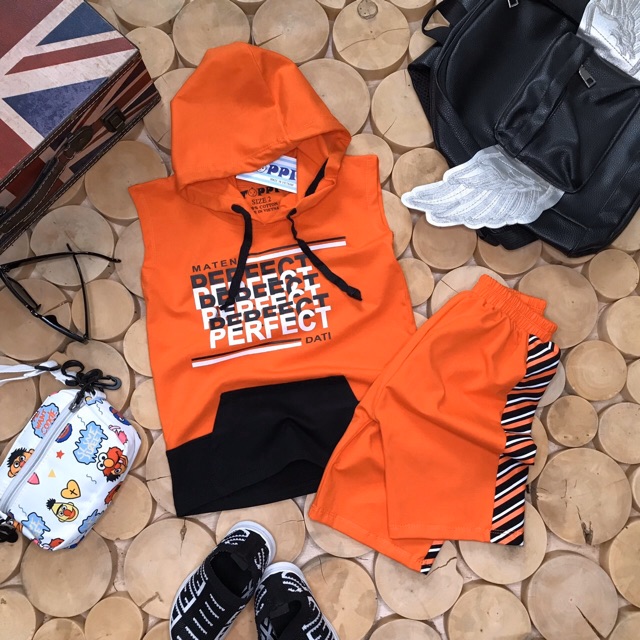 Bộ bé trai bé gái có nón perfect năng động dễ thương