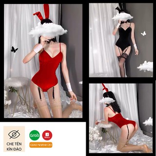 Bodysuit Sexy Cosplay, Set Cosplay Thỏ Ngọc Nhung Cao Cấp, Đồ Ngủ Costume Sexy Mặc Nhà Quyến Rũ Gợi Cảm