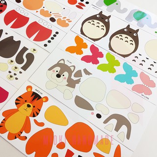 50 miếng dán, rập, khuôn hình (stickers) làm móc khóa vải nỉ