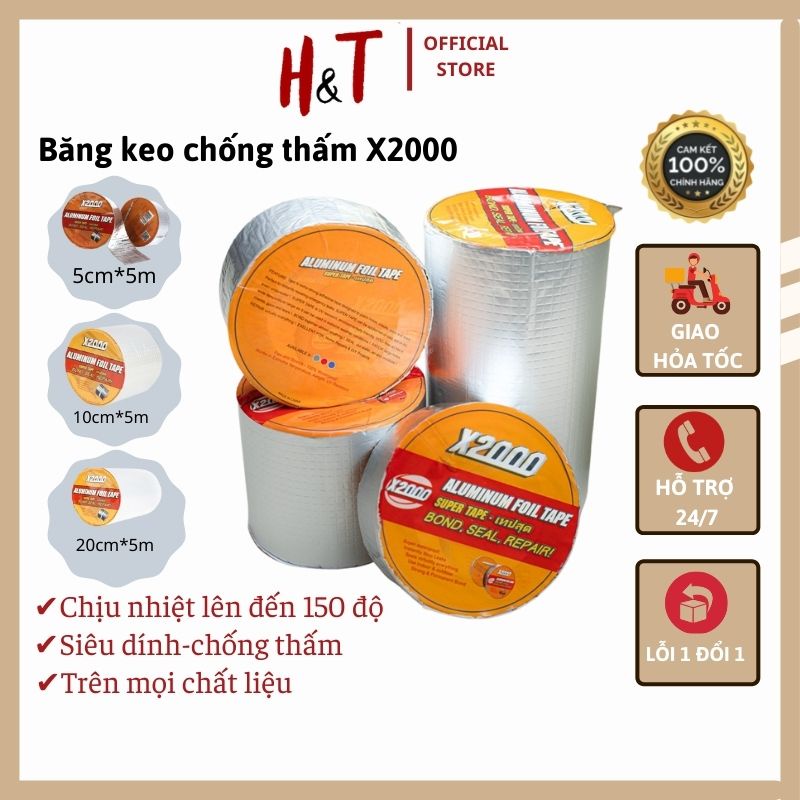 Băng keo siêu dính chống thấm và chịu nhiệt X2000, sử dụng trên mọi bề mặt khổ 5cm, 10cm, 20cm