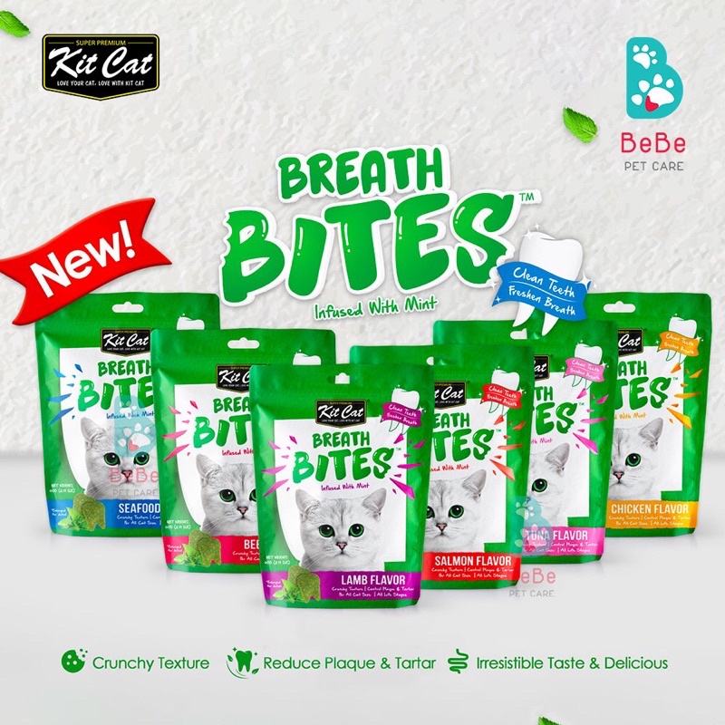 Bánh Thưởng KITCAT Breath Bites Nhiều Vị Lựa Chọn Cho Mèo - Bánh Snack Cho Boss Mèo