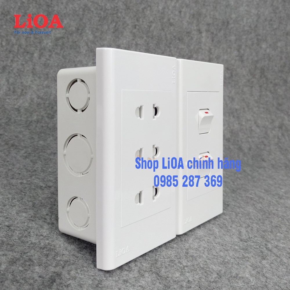 Combo ổ cắm điện ba 2 chấu LiOA 16A 3520W + 2 công tắc điện - Lắp âm tường