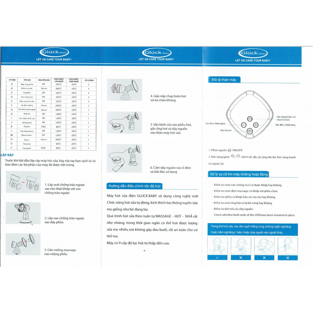 Máy hút sữa điện đơn Gluck Baby GP31