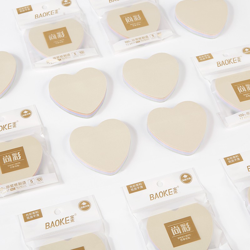 Giấy nhớ Baoke, Hình trái tim siêu đáng yêu, 76mm x 76mm, TZ2017