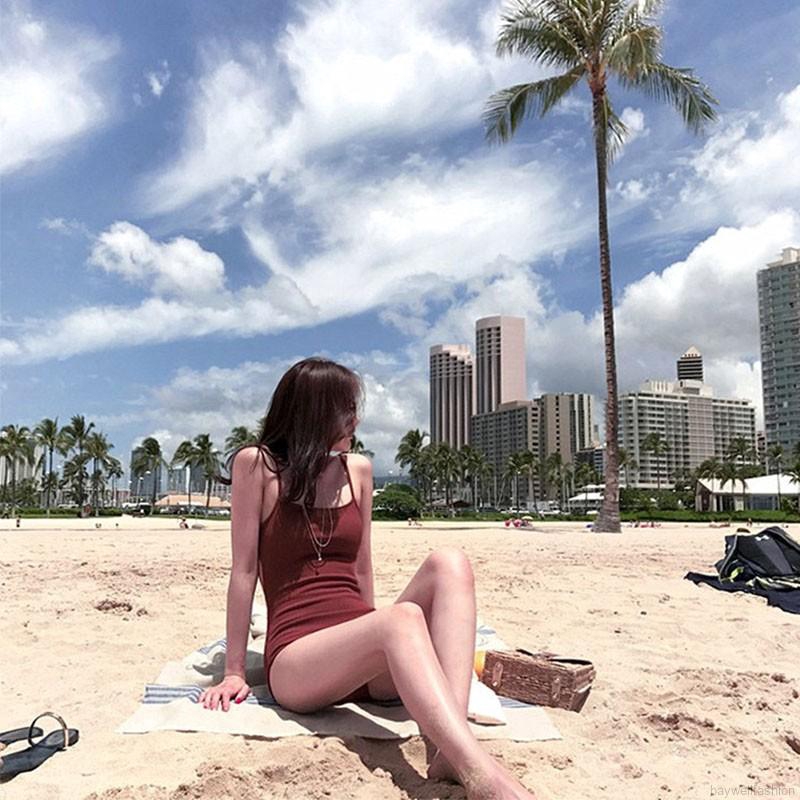 [Baywellfashion]Đồ Bơi Một Mảnh Màu Đỏ Rượu Phong Cách Retro | BigBuy360 - bigbuy360.vn