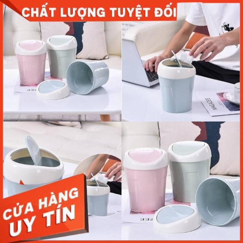 Thùng rác văn phòng mini có nắp lật,thùng rác để bàn bé nắp lật 0726