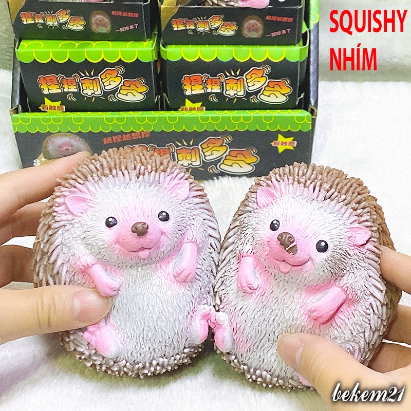 SQUIShY Con Nhím Màu Nâu Hồng Gai Mềm Mịn Đàn Hồi Chậm Tăng đáng yêu mochi slime bóp xả stress hiệu quả