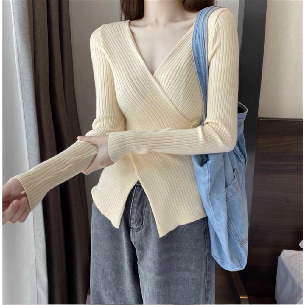 [ẢNH THẬT TRẢI SÀN] ÁO LEN ĐẮP CHÉO 4 MÀU