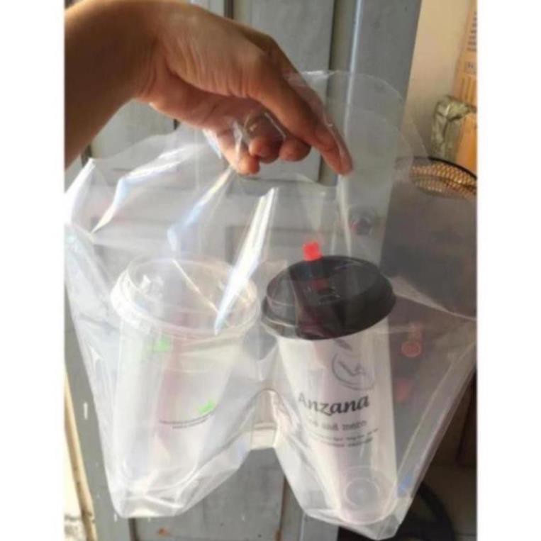 Túi nilon trong suốt đựng ly, cốc trà sữa, đồ uống take away