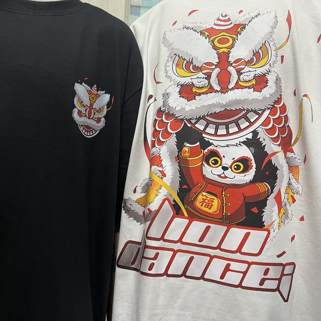 Áo thun in hinh lân Lion Dance tay lỡ form rộng phong cách thời trang dành cho nam nữ TD Store nhiều mẫu