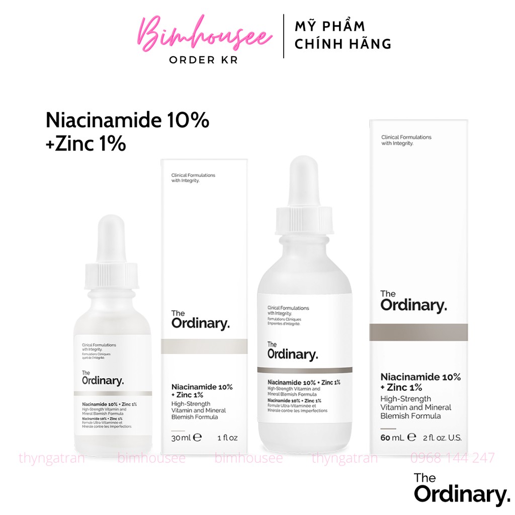 [Đủ bill] Tinh chất cho da mụn, làm mờ thâm THE ORDINARY Niacinamide 10% + ZINC 1%