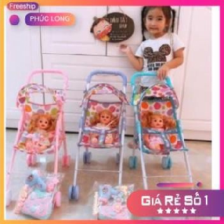 Hàng Cao Cấp - Bộ Đồ Chơi Búp Bê Có Xe Đẩy Và Đồ Trang Điểm Siêu Đáng Yêu