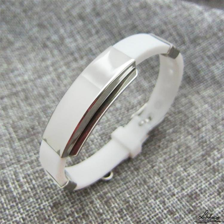 Vòng tay silicone phối thép titan phong cách Hàn Quốc cho cặp đôi