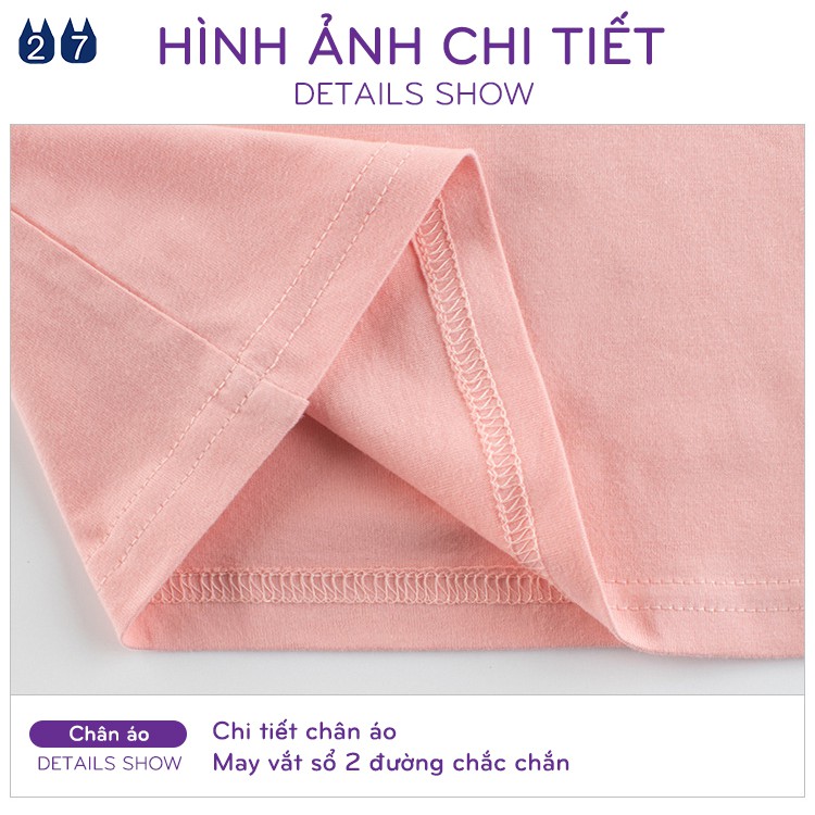 Áo bé gái 27HOME áo cotton cộc tay cho bé in hình đáng yêu hàng xuất Âu Mỹ