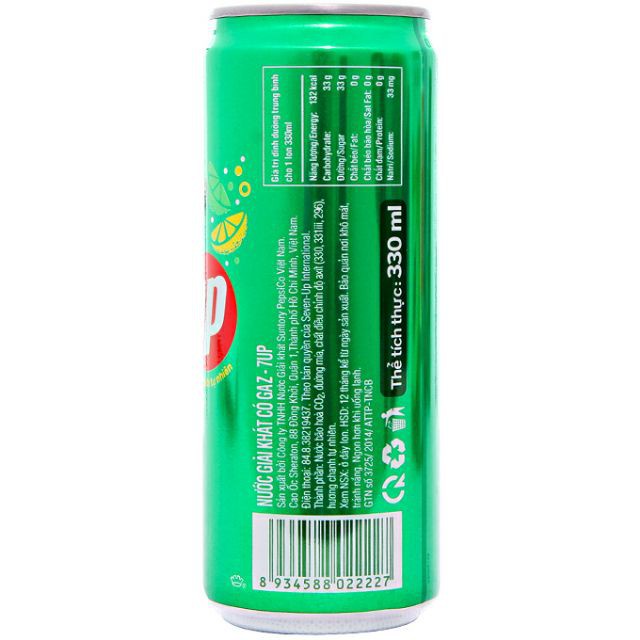 NƯỚC NGỌT 7UP HƯƠNG CHANH LON 330ML