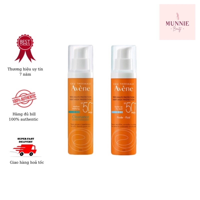 [Bill Pháp-Mẫu mới] Kem chống nắng Avene SPF50+ 50ml Fluid/Cleanance