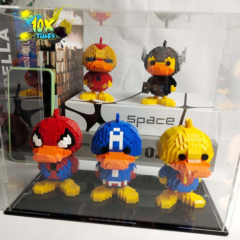 (Size 12Cm)mô hình lắp ráp 3d siêu nhân siêu anh hùng Marvel vịt dễ thương đồ chơi quà tặng sinh nhật bạn trai,decor