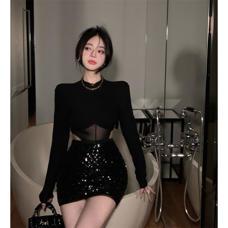 Áo Thun Tay Dài Quyến Rũ Dễ Phối Đồ Thời Trang Phong Cách Hàn Quốc