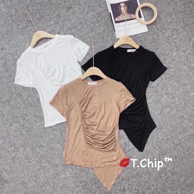 Xả hàng - Áo phông, Áo thun dẻo cổ tròn vạt nhọn, tay lỡ chất co giãn AT1415 - NhiNhiShop