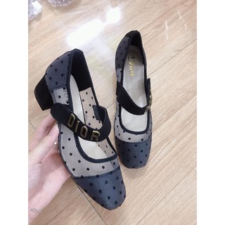 Giày cao gót 5cm quai chấm bi