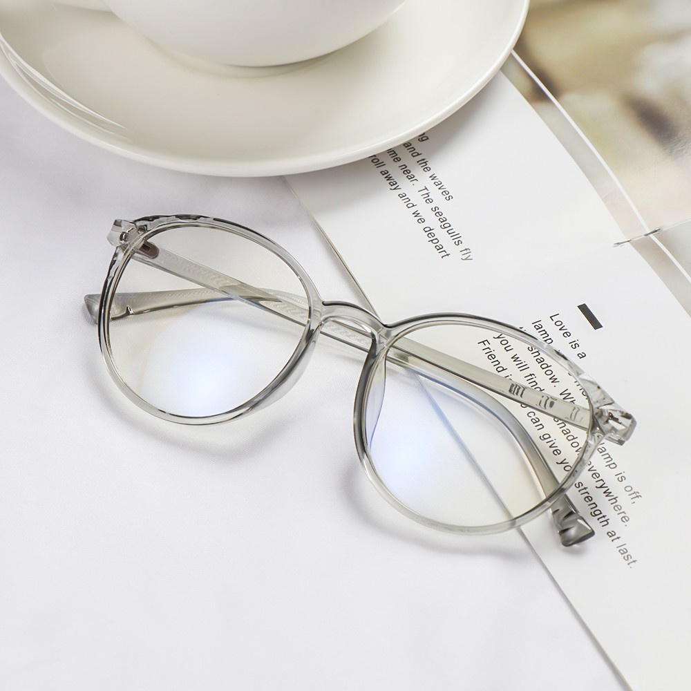 Mắt Kính Gọng Tròn Tròng Trong Suốt Siêu Nhẹ Chống Ánh Sáng Xanh Phong Cách Vintage