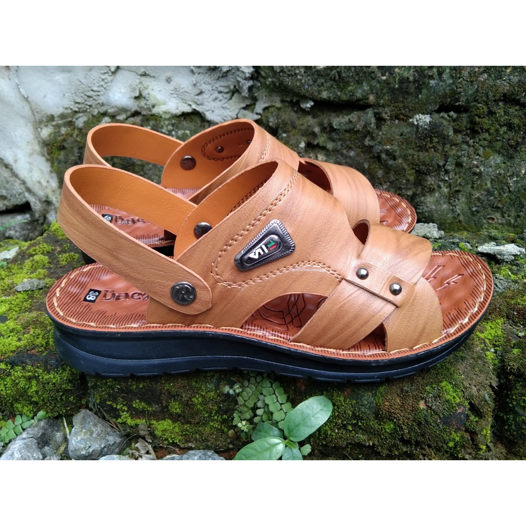 Dép Da Trung Niên Nam Đế Cao 3,5CM Cực Bền Bỉ,Khâu Đế Chắc Chắn