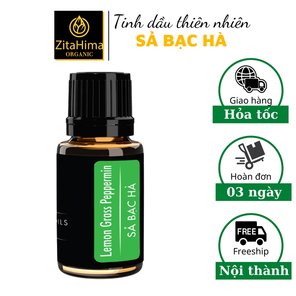 Tinh Dầu Thiên Nhiên, Massage, Thư Giãn Sả Bạc Hà ZitaHima dung tích 10ml