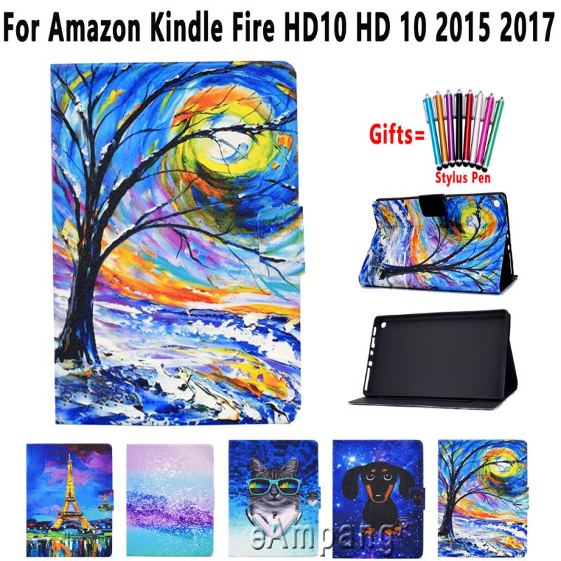 Bao da PU mềm chống sốc tự động tắt mở cho Amazon Kindle Fire HD 10 2015 2017