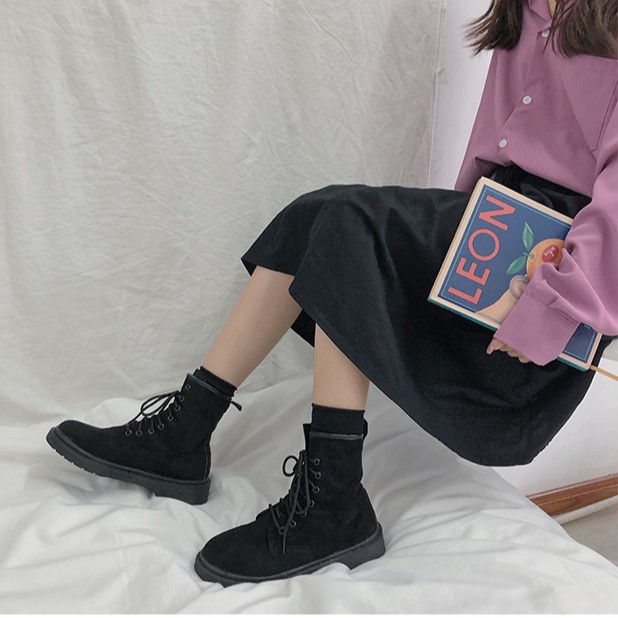 Giày cao cổ da lộn vintage ulzzang 🍂 | BigBuy360 - bigbuy360.vn