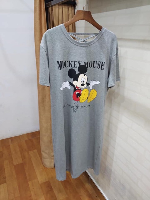Đầm dáng suông chất cotton 4c  in hình MICKY-ĐAN DÂY LƯNG | BigBuy360 - bigbuy360.vn
